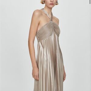 NWT MANGO PLEATED HALTER NECK DRESS